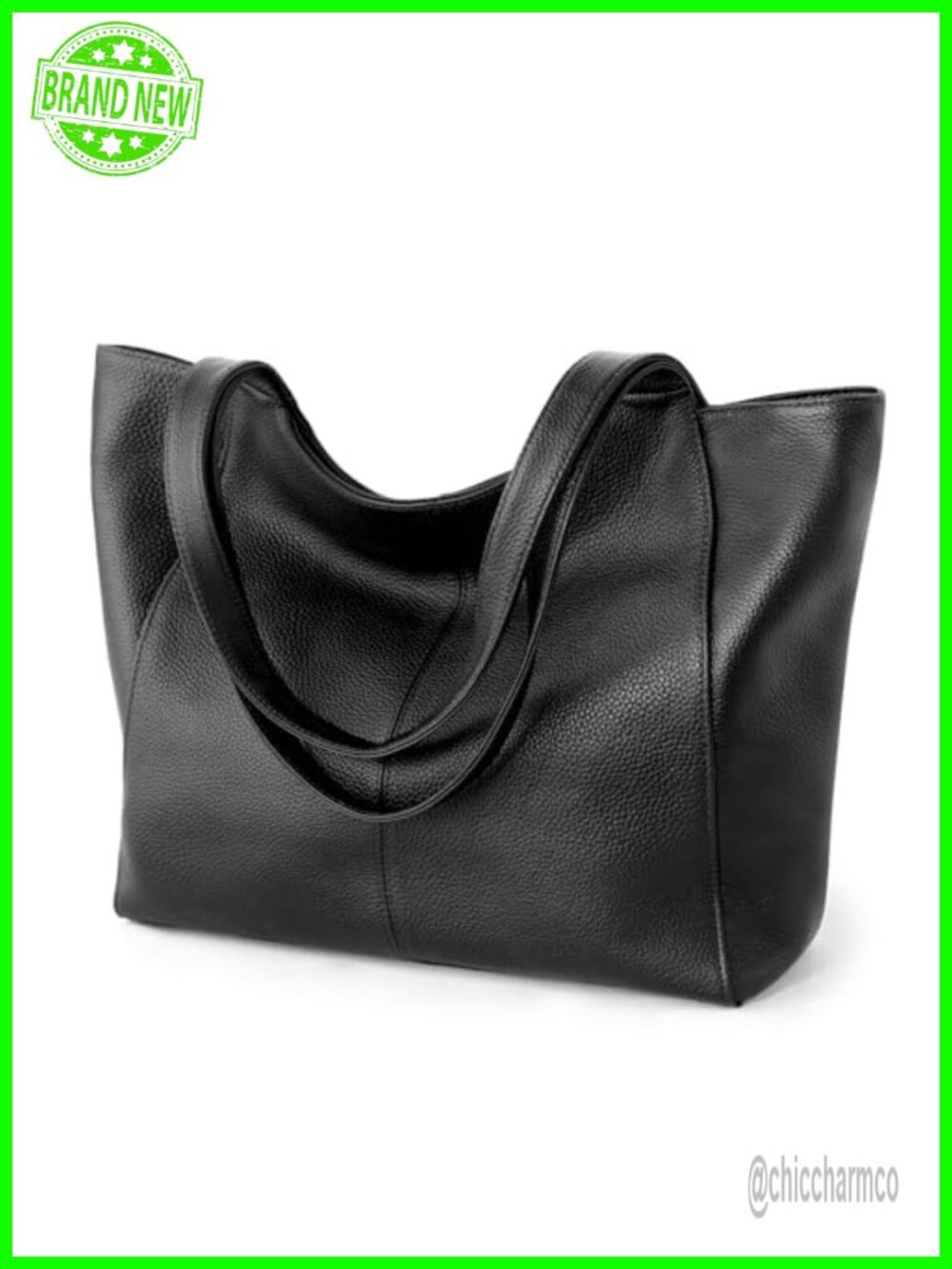Full Grain Leather Slouchy Tote Bag for Women Work Zipper